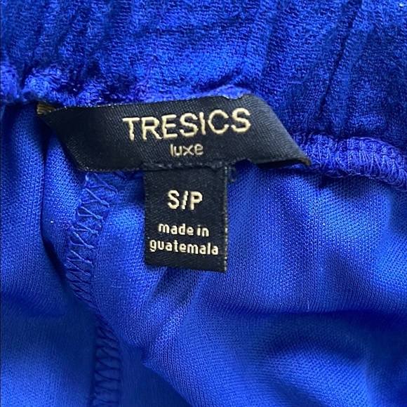 Tresics Luxe Blue summer Pants 100% cotton with Gray Tie Waist - size S,M.L - Picture 3 of 7